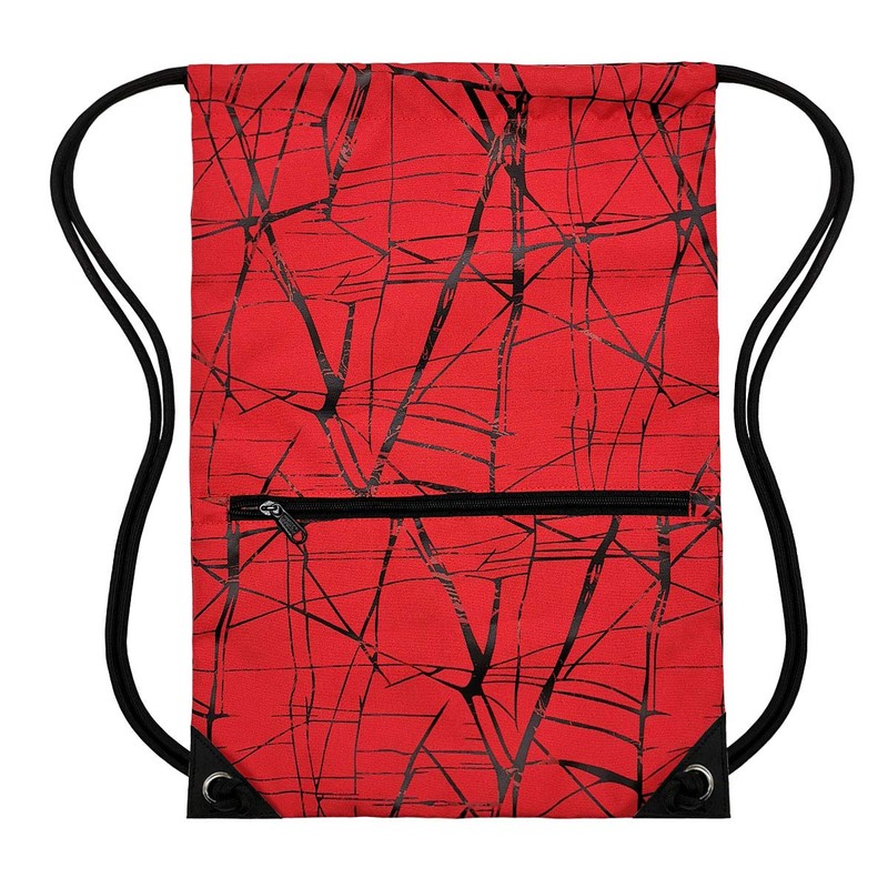 HOLYLUCK Mochila con cordón para deporte y gimnasio, cordón, Metálico-Rojo,