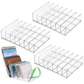4 Pcs Acrylic Mail Holder, Acrylic File Mail Desktop Organizer Sorters, 7 Compartments Acrylic Mail Organizer, Clear Desk Organizer File Holders, Acrylic Letter Organizer for Office, Home, School
