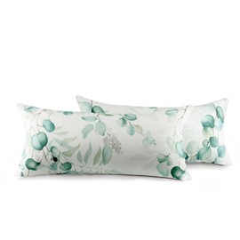 SOULFUL Cushion Cover 40 x 80 cm Cotton Plant Pattern, 2-Piece Cushion Covers with Zip, Similar Texture to Stone Washed Linen, Oeko-Tex Certified, Soft and Comfortable
