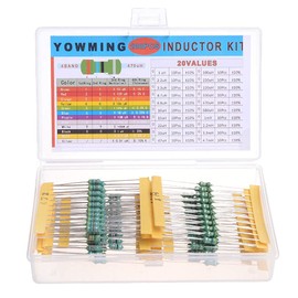 Jingzan 20Values 200 Pcs Inductor 1 uH to 4.7 mH 0.5 W Color Ring Inductor 1/2 Watt Assortment Kit for Audio,Toys,Tuner modules etc