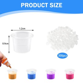 TRKETK 300 Pcs Plastic Ink Caps Tattoo Ink Cups Pigment Cups Makeup Container Transparent and Practical for Small Tattoo Colour and Paintings Pigment Supplies Caps 12mm