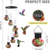 Solar Wind Chimes Hummingbird Feeder for Outdooors, Red and Green