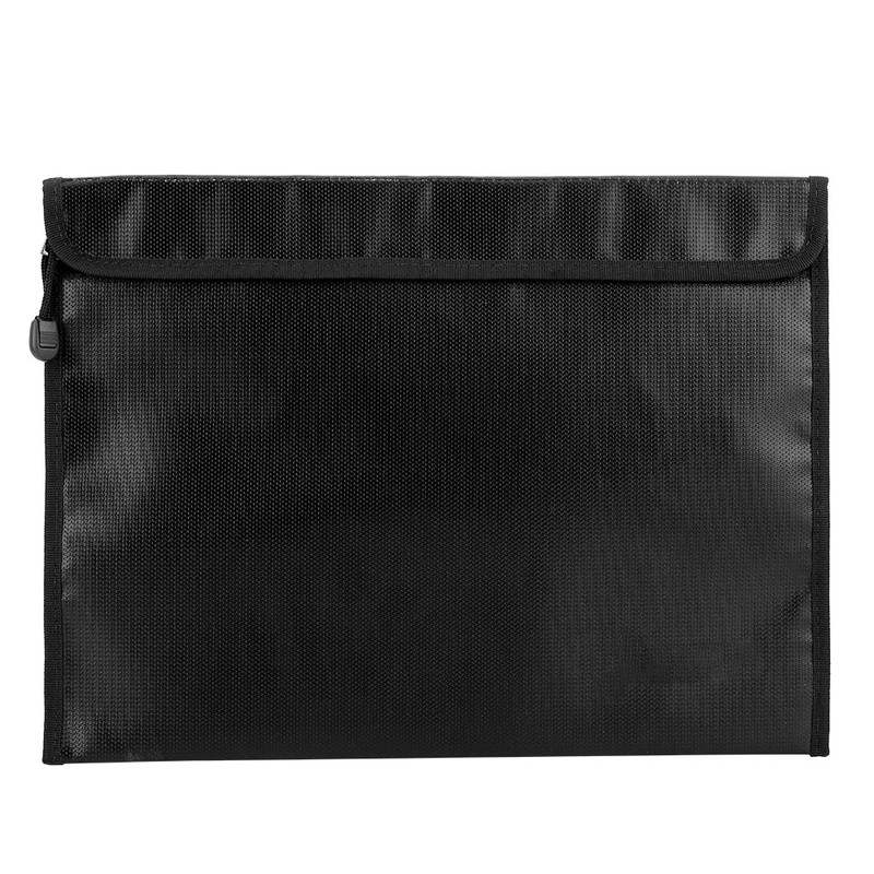 Black Fireproof Document Bag Cross Section Passport Money Certificates Keeping