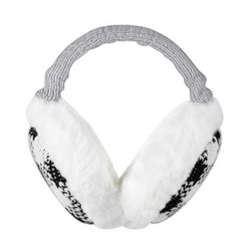 Sudawave Unisex Foldable Earmuffs Warm Knitted Ear Warmers Men Women Fleece Winter Earmuffs, White plaid