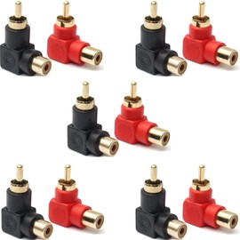RUNCCI-YUN RCA 90 degree,Right Angle RCA Adapter RCA Male to Female Elbow Connectors,Gold-Plated Right Angle Adapter for Stereo Audio or AV Video(10pcs)