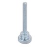 sourcing map Carbon Steel Flat Knurled Head Full Thread Thumb