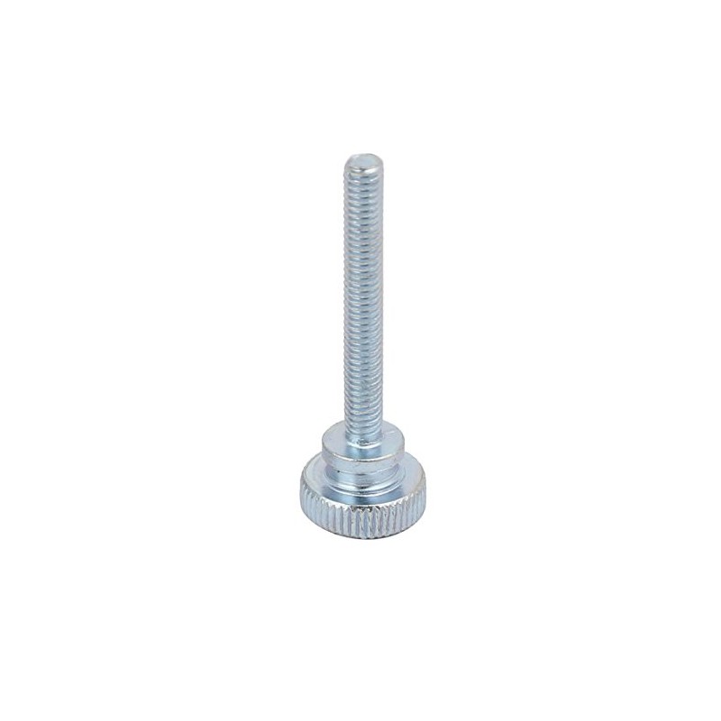 sourcing map Carbon Steel Flat Knurled Head Full Thread Thumb
