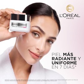 LOral Paris Glycolic Bright Crema de Da Anti Manchas con Proteccin Solar FPS30, con cido Gliclico y Niacinamida, Reduce y Previene Todo Tipo de...    