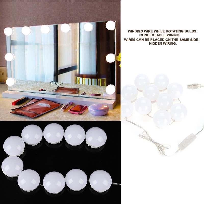 Vanity LED Makeup Mirror Lights Dimmable Bulb Concealable Wiring Light