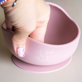 PAPU BABY Set de ALimentación - 1 Babero y 1 Platos Hondo/Bowl (Rosa Pastel)