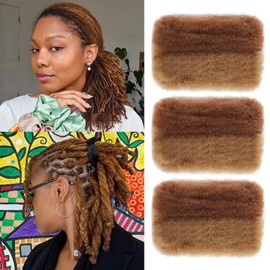 XIIMENALU Afro Kinky Curly Braiding Bulk Hair For Mini Twists Afro Kinkys Bulk Synthetic Hair Cuban Twist Hair Soft Locs Micro Spring Twist For Dreadlocks Loc Repair (P30/27#, 8inch)
