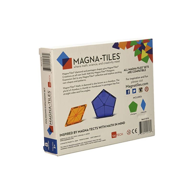 MAGNA-TILES Polygons 8-Piece Expansion Magnetic Construction Set, The ORIGINAL Magnetic