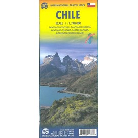 ITM Map Chile: doppelseitig, wasserfest Plan Santiago Central, Easter Island, Robinsoe Crusoe Island