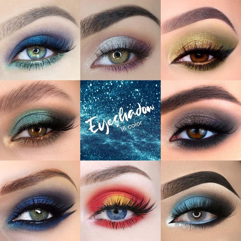 LIANGNISHI 16 Colors Full Glitter Eyeshadow Palette, Pearlescent Diamond, Multicolor