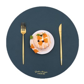 LQICAI Round Placemats Set of 6 Table Place Mats of 4 Washable Heat Resistant PVC Dining Mat for Spring Green 6pcs