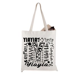 JTOUK Yiayia Gift Yiayia Typography Canvas Tote Bag Travel Bag Shopping Bag for Grandma (Yiayia Tote EU)
