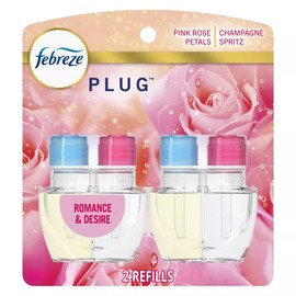Febrezee Plug In Refills New Luxe Limited Edition Plug In for Odor-Fighting Fade Defy PLUG Air Freshener, (2) Count of 0.87 fl oz Refills (Romance & Desire)