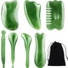KUMSODE 7 Pieces Jade Gua Sha Scraping Tool, Buffalo Horn