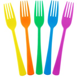 Kochorie 180 Pcs Bright Rainbow Plastic Forks Disposable Silverware Heavy Duty Plastic Cutlery Set Heat Resistant Durable Utensils Flatware for Party Wedding Birthday Supplies and Daily Use