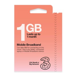 Three Mobile Pay As You Go Mobile Broadband 1 GB data SIM