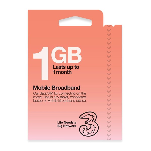 Three Mobile Pay As You Go Mobile Broadband 1 GB