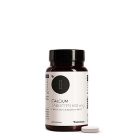 Medicom - Calcium Tabletten 600 mg, Calcium, Vitamin D3 (200 I.E.), Vitamin K, Vitamin K1 und Vitamin K2 (all-trans MK-7), zum Erhalt normaler Knochen - 60 tabletten