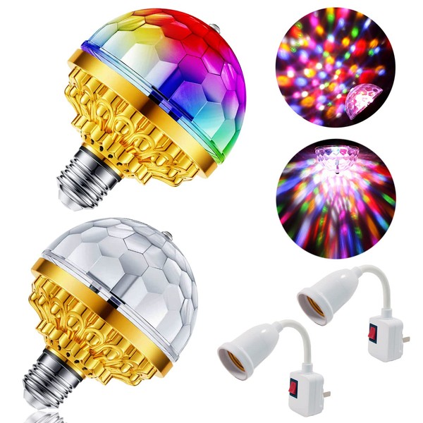 MIKWOAB 2 Pack Colorful Magic Rotating Ball Light, LED Plug