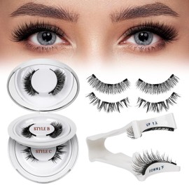 QUEWEL Magnetic-Eyelashes with Applicator, 2 Pairs Flylash Magnetic-Lashes with Applicator, No Glue Needed False Lashes, Easy to Wear and Remove (Magnetics Eyelash Kit A6)