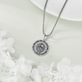 YFN Saint Augustine Necklace Sterling Silver Religious Protector Pendant St Augustine Jewelry Gifts for Women Men