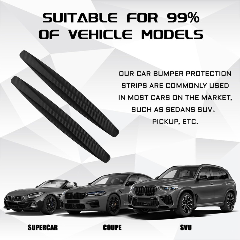QKYS 2PCS Car Bumper Guard Strip, Scratch-Resistant Anti-Collision Patch, Rubber