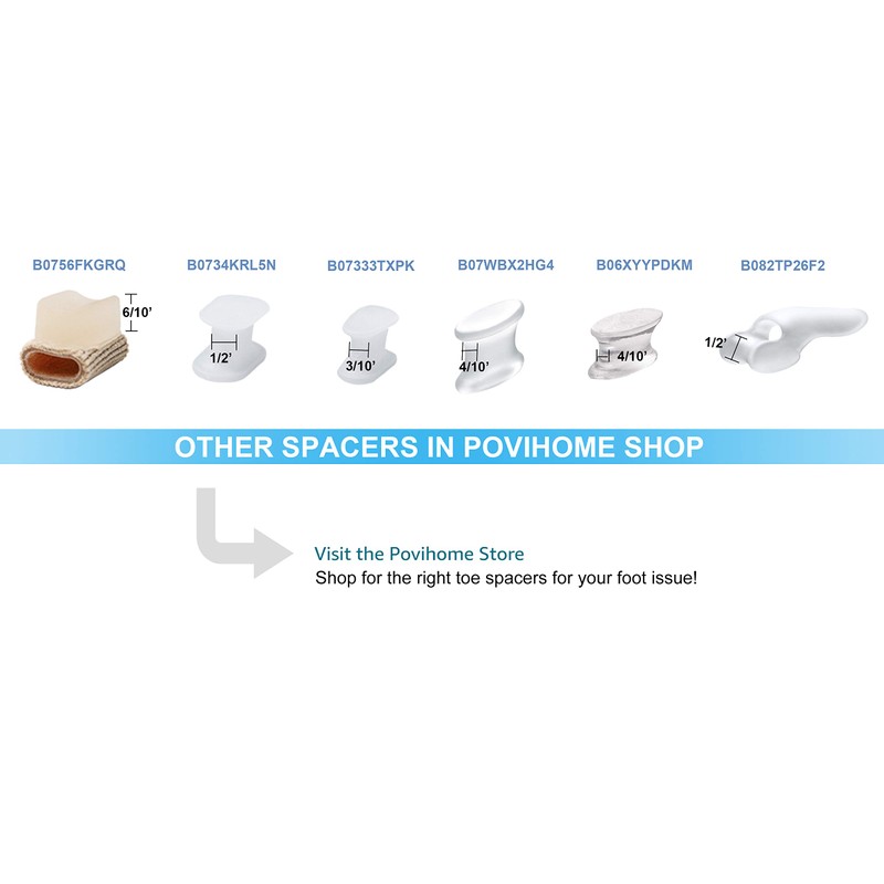 Povihome 10 Pack Clear Toe Spacers, Big Toe Separator (1st/2nd