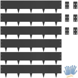 Metal Landscape Edging 6" H X 40" L, 6 Pack Bendable Steel Garden Edging Border,Heavy Duty Metal Landscaping Edging,Yard Lawn Edging(20 Ft,Black)