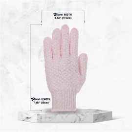 The Beauty Project 4 Pairs Exfoliating Gloves, 100% Nylon, Dual Texture Body Scrub for Spa, Massage & Dead Skin Removal, Multi-Color Shower Bath Accessories (Pink/Orchid)