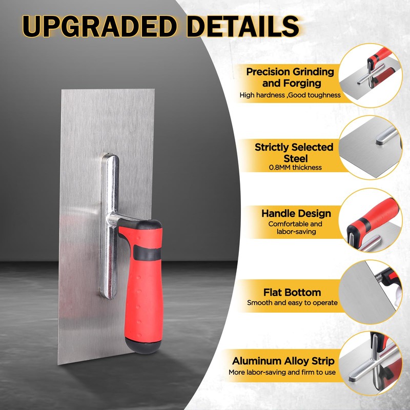 FACULX 4 PCS Masonry Hand Tool Set,For Concrete,Drywall,Tile,and Plastering