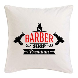 Barber – Zierkissenbezug 40x40 cm Baumwolle – Shop Friseur Friseuse Bart Vollbart – Wohnaccessoire Liebe