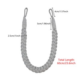 YankMooM 2 Pcs Hand Knitting Curtain Tiebacks,Woven Curtains Tied Rope Simple Type Curtain Tie Backs Decorative for Home & Office Curtain Decoration(Grey)