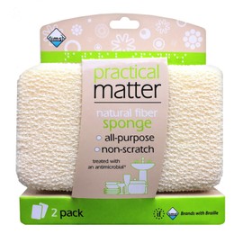 CleanLogic Practical Matter Kitchen Sponge, Pack of 2 Cotton Fiber All-Purpose Dish