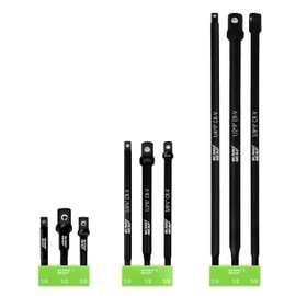 SUNHZMCKP 9-Piece Impact Grade Power Drill Sockets Adapter Sets, 3", 6", and 12" Hex Shank Impact Driver Socket Adapter, Socket to Drill Adapter 1/4" 3/8" 1/2" Impact Driver Adapter