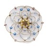 Beaded Kippah for Women - Light Blue and Gold
