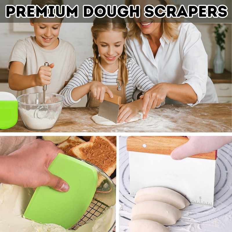 BOORIKA Sourdough Bread Baking Tool Set with Danish Dough Whisk,