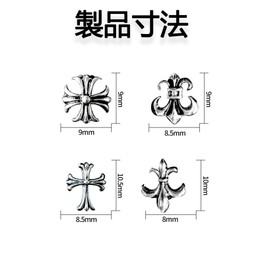 Punk Nail Art Charms Retro Cross DIY Craft Accessories Metal Parts 3D Rivet Decoration Parts Vintage Lightweight Luxury Style Handmade Accessories [50 Pieces]