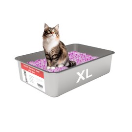VehiGo Extra Large Metal Cat Litter Box, Stainless Steel Durable Litter Pan for Large or Multiple Cats, Kitty Litter Box with Smooth Surface and Easy to Clean, XL(23.6"x15.7"x5.9")