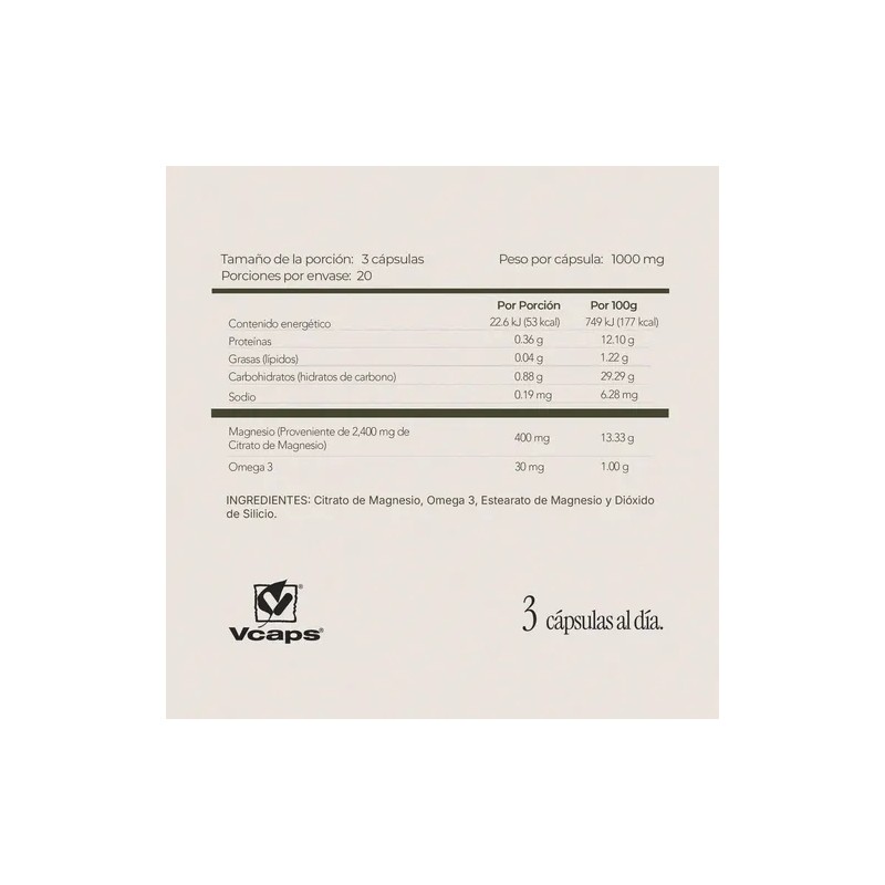 Citrato Magnesio Omega Capsulas Vcaps Maklen Sabor