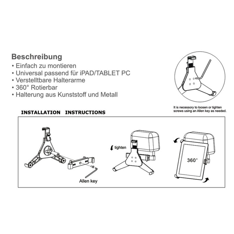 '7 "to 8.5) Rhomb UTECH® Universal Tablet Car Headrest Adjustable