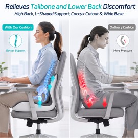 Seat Cushion & Back Support for Tailbone and Lower Back Relief