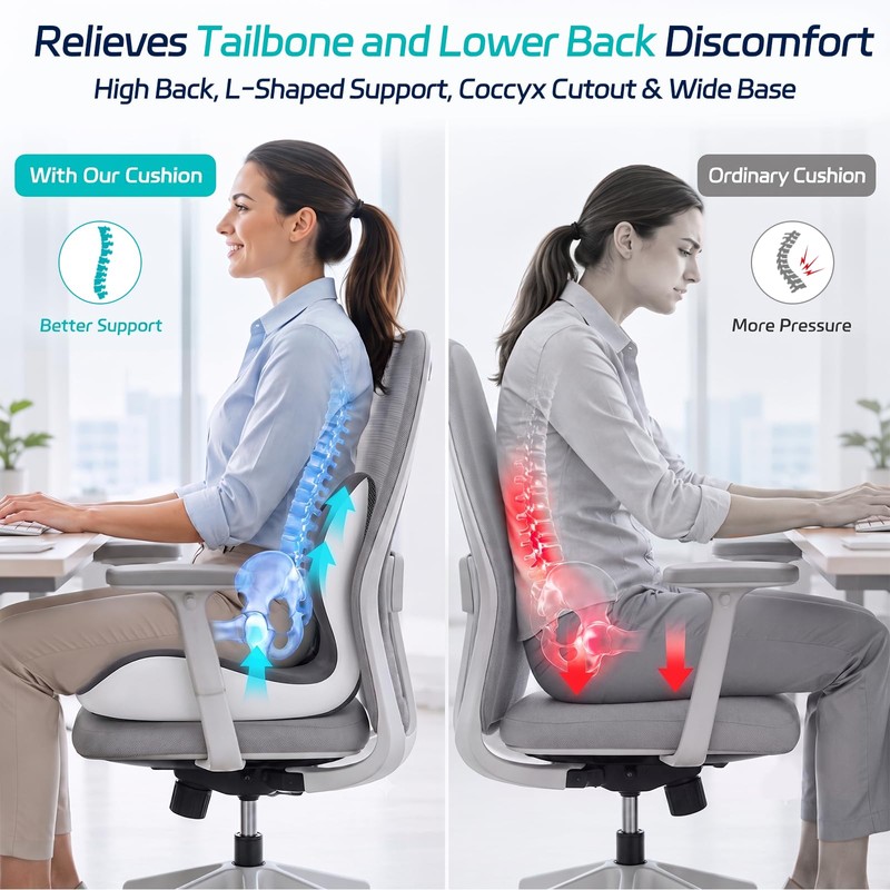 Seat Cushion & Back Support for Tailbone and Lower Back
