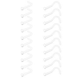 Crdifu Clear Nose Studs 22G L Shaped Plastic Invisible Hide Nose Piercing Retainers Flat Top for School Work 0.6mm