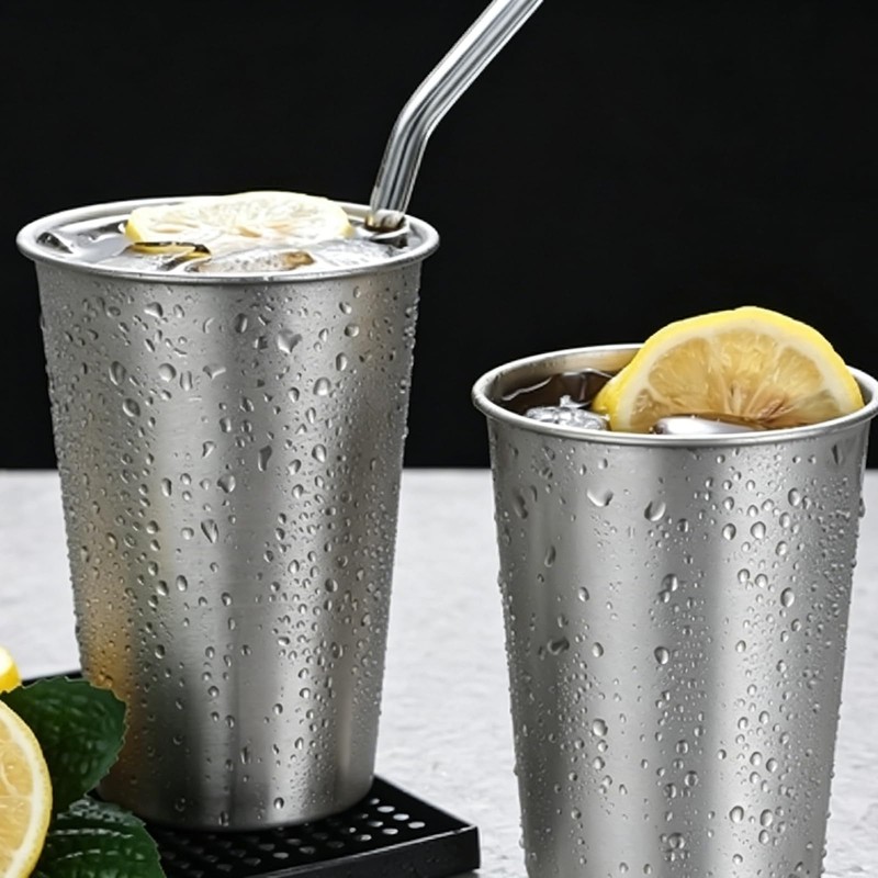 Zalaxt Stainless Steel Drinking Cups, 16 Ounce, 10 Pack