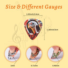 Cobahom 45pcs Guitar Picks Premium Celluloid Guitar Pick with Velvet Bag Thin Medium Heavy Thickness for Acoustic, Electric Guitar, Bass, 0.46mm, 0.71mm,1mm (Punk)