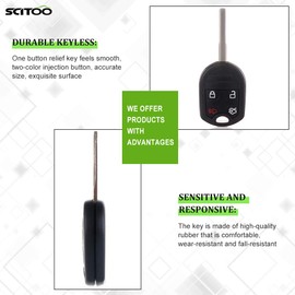 SCITOO 1 X Remote Head Key for Ford for Escape for Edge for Expedition for Explorer for Focus for Fusion for Mustang 2000-2017 CWTWB1U793D 1788A-FWB1U793D 164-R8070C 164-R8067C